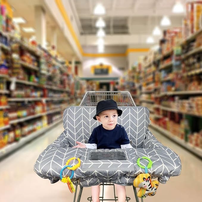 Shopping Cart Cover for Baby ICOPUCA Cotton High Chair Cover, Reversible, Machine Washable for Infant, Toddler, Boy or Girl (Grey Arrow Print)