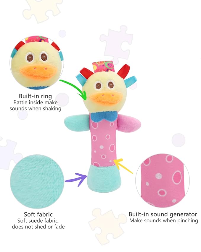 Wrist Rattles Foot Finder Rattle Sock Baby Toy, Rattle Toy, Arm Hand Bracelet Rattle, Feet Leg Ankle Socks, Activity Rattle Present Gift for Newborn Infant Babies Boy Girl Bebe (5 pcs-I)
