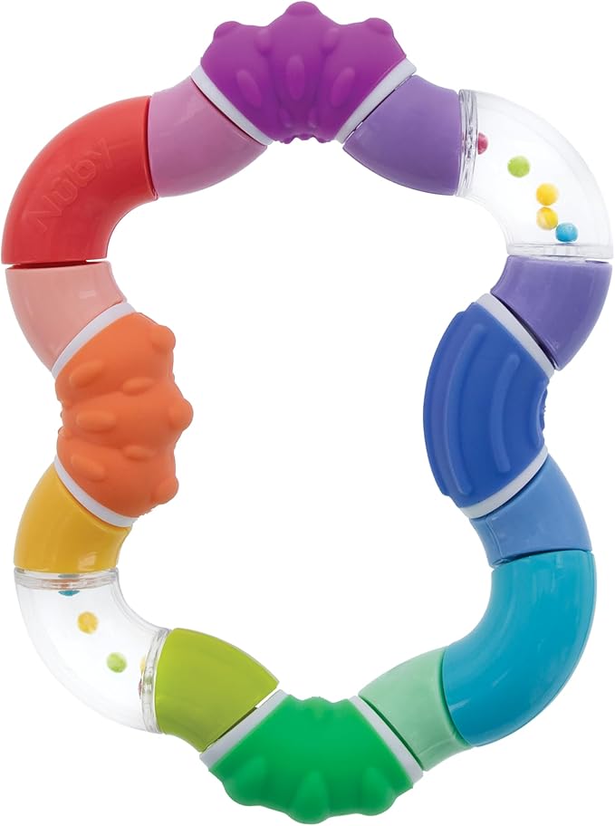 Nuby Twista Teether Toy for Babies - Multicolor Rattle Teething - Toy for Baby Teething Relief - 6+ Months