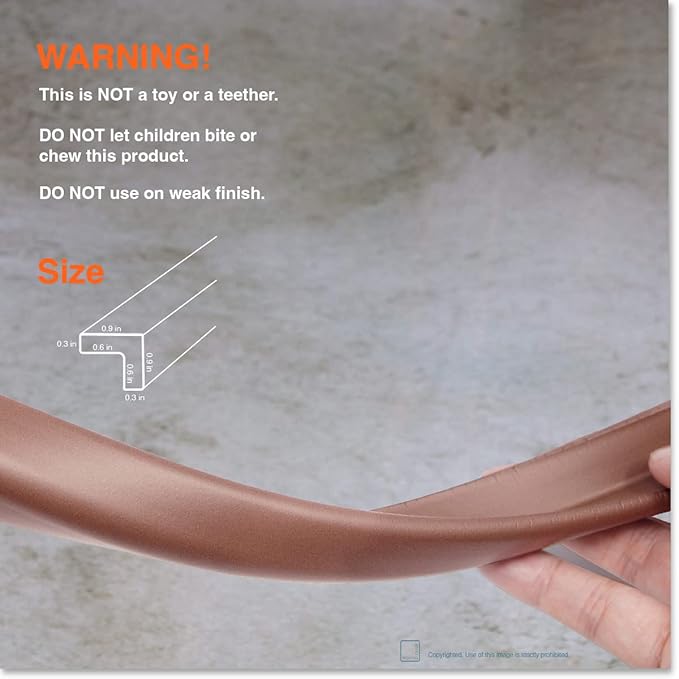 Roving Cove Slimfit Edge Protector for Baby Proofing (9ft Small Edge Only), Soft Rubber Foam Furniture Edge Bumper Guard, Desk Edge Cushion, 3M Adhesive, Coffee Brown