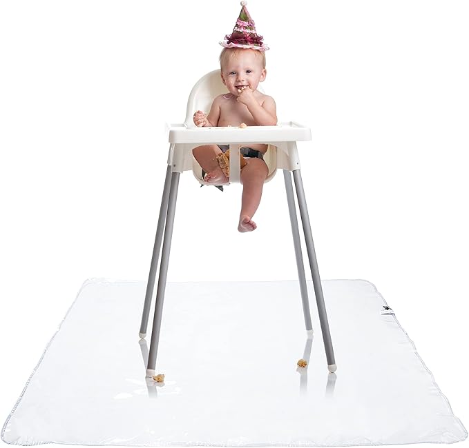 Graco Under High Chair Mat - Waterproof & Washable Plastic Food/Spill Catcher - 50" Eating, Painting & Art Floor Cover, Clear (Pack of 1)