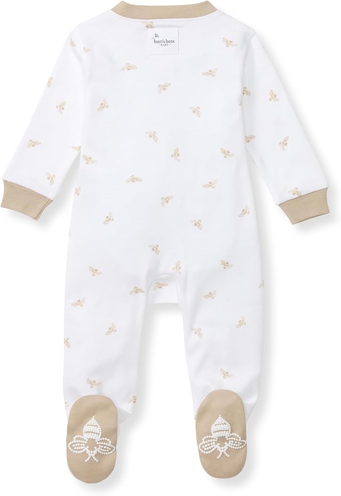 Burt's Bees Baby Boys Sleep and Play PJs, 100% Organic Cotton One-Piece Zip Front Romper Jumpsuit Pajamas