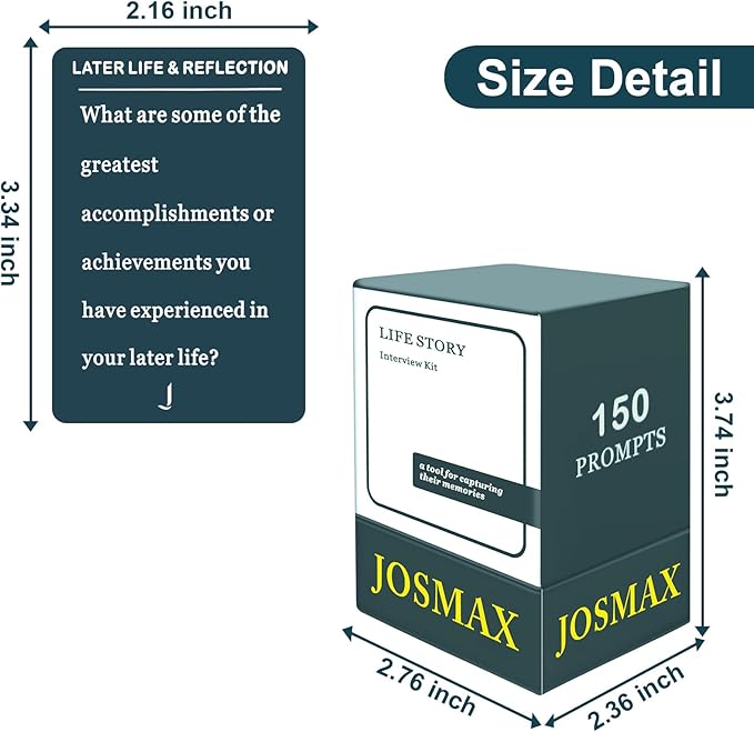 150 Pcs Life Story Interview Kit Cards, Family Conversation Card, Life Story Interview Kit, Get to Know Parents and Grandparents for Family Pictionary Game Night with Curated Question Cards