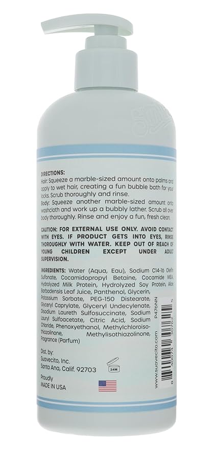 Suavecito Kid's 3-in-1 Shampoo, Conditioner, & Body Wash Milk & Honey Scent 16 oz Pump Bottle - Clinically Tested Cruelty Free Formula Free of Sulfate, Parabens, & Phthalates Ensuring No Tears