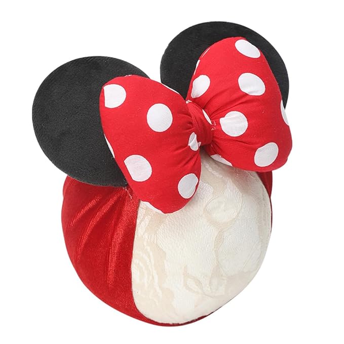 JIAHANG Baby Girl Mouse Ears Headwrap with 3D Polka Dot Bow, Wide Velvet Turban Hairband, Fashion Hair Bow Headband for Toddler, Kids, Party Supplies