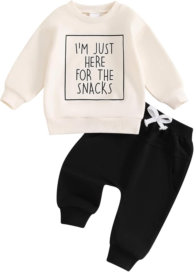 Baby Boy Fall Clothes Set Long Sleeve Letter Print Sweatshirt Pants Toddler Infant Outfits 6 12 18 24 Months 2T