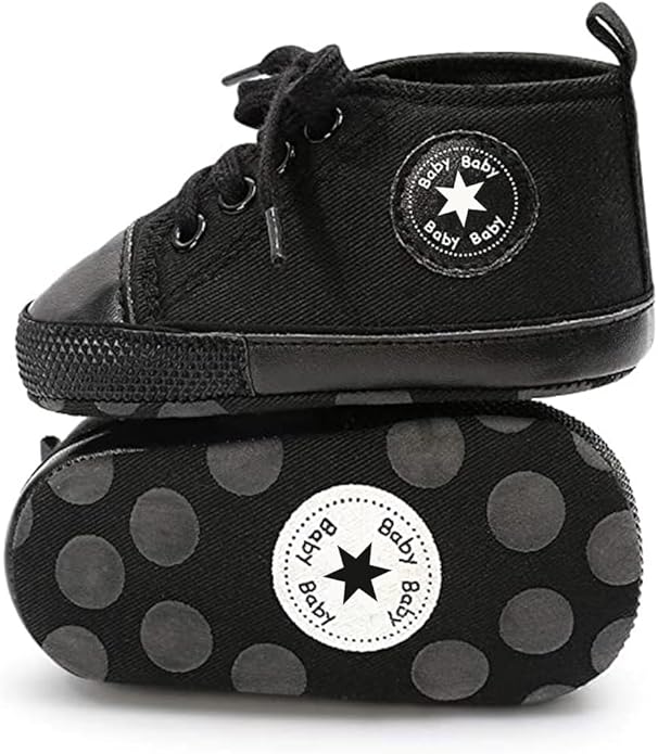Unisex Baby Girls Boys Canvas High-top Shoes, Newborn Infant Anti-Slip Soft Sole Frist Walking Breathable Sneakers