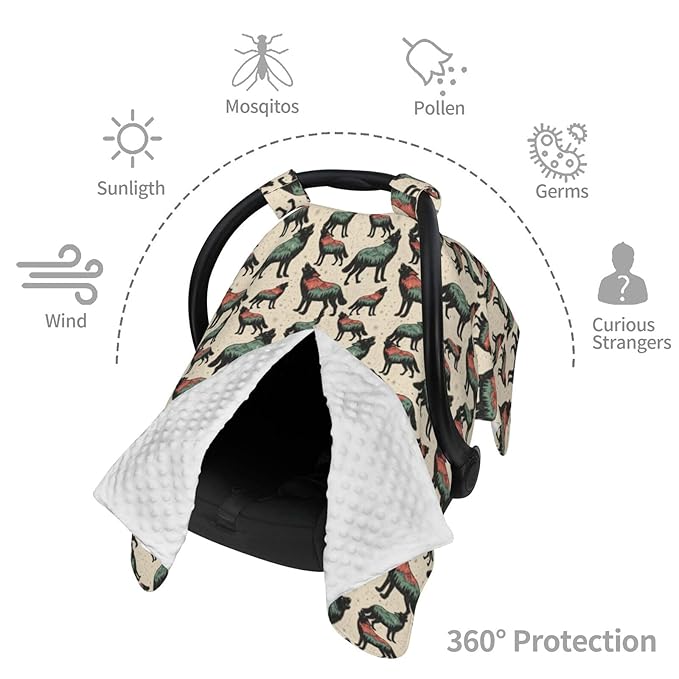 Wolf with Mountain Baby Car Seat Canopy Nursing Cover for Newborn Car Seat Breastfeeding Covers Blanket Newborn Shower Gift