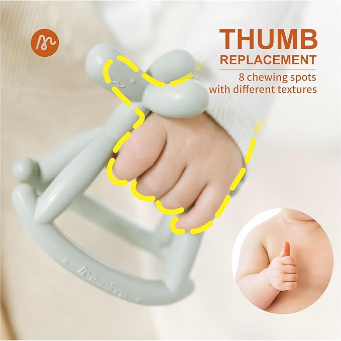 Baby Teether Toys for Teething Relief, Teething Toys 3-6 Months Food Grade Silicone Teether with Storage Box and Pacifier Clip, Baby Essential (Milk White Clip+Box)