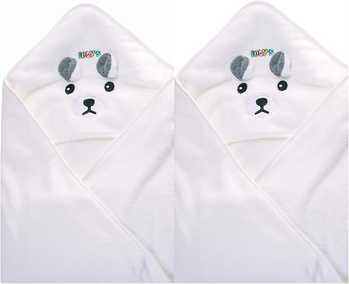 Ioly's Hooded Baby Bath Towels for Newborn Essentials 41" Set of 2 Towels with Hood for Kids Babies Toddler Infant (Large) Baby Towel Cosas para Bebes recien nacidos Bath Items (White and White)
