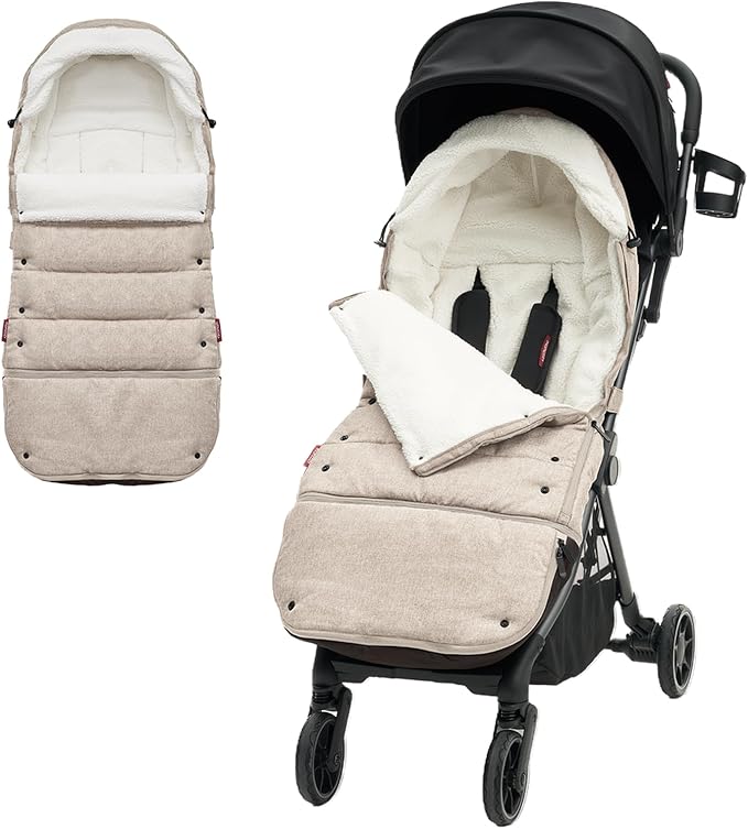 Momcozy Stroller Footmuff Universal | Easily Attaches to Most Strollers | Ultra-Plush,Weather-Proof Stroller Sleeping Bag | Deluxe Warm Stroller Bunting Bag | Extendable Cover Winter | Adjust-Buckle