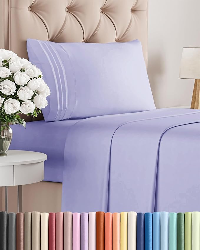 Twin XL Size 3 Piece Sheet Set - Comfy Breathable & Cooling Bed Sheets Set - Hotel Luxury Bedding for Women, Men, Kids, Teens, Boys & Girls - Deep Pockets, Soft and Wrinkle Free - Oeko-Tex - Lavender