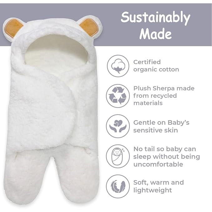 Jam Naturals-Cute Bear Organic Newborn Swaddle Wrap-Baby Boy, Girl Soft Blanket, Newborn Baby Registry Gift (Golden Brown, 3-6m)