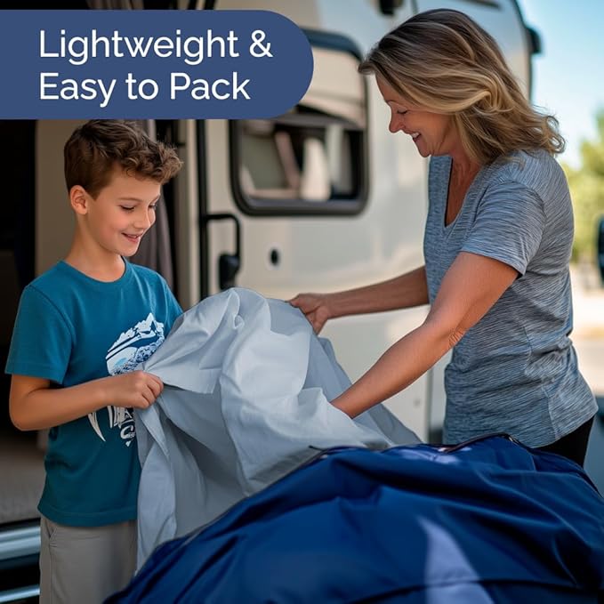 Short Queen RV Size 4 Piece Sheet Set - Comfy Breathable & Cooling Bed Sheets Set - Hotel Luxury Bedding for Women, Men, Kids, Teens, Boys & Girls - Deep Pockets & Wrinkle Free - Oeko-Tex - Sky Blue