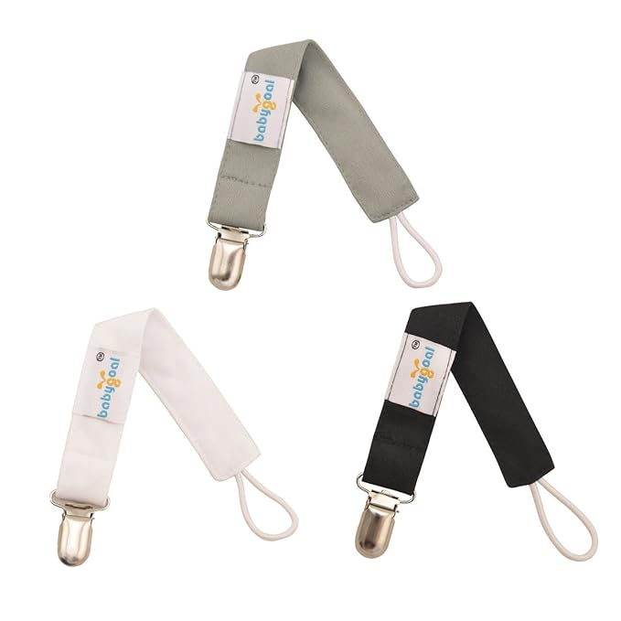 babygoal Baby White Black Pacifier Clips, 3 Pack Pacifier Holder Clips for Boys and Girls Fits for Most Pacifiers and Binkies MP01