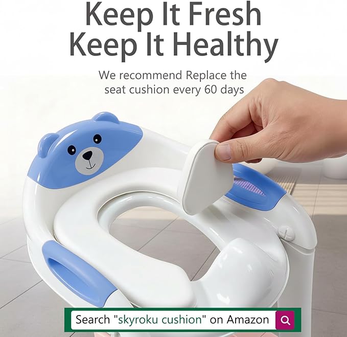 Potty Training Seat, SKYROKU Potty Training Toilet with Step Stool Ladder, for Kids Boys Girls Toddlers - Comfortable Safe Potty Seat with Anti-Slip Pads Ladder (8899+DarkBlue)