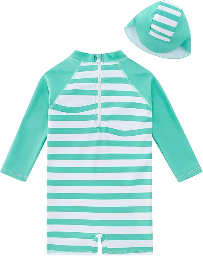ADUKIDE Baby Boys Swimsuit Summer Beach Rash Guard Swimwear One Piece Sunsuit with Sun Hat 3-24 Months