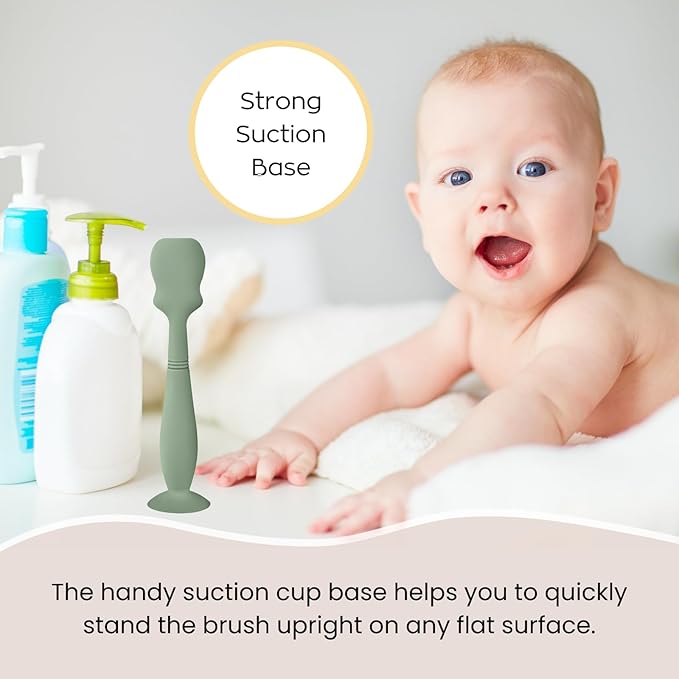 Large Size Baby Diaper Cream Spatula Applicator Soft Silicone Baby Butt Paste Spatula (2Pack, Cream/Sage)