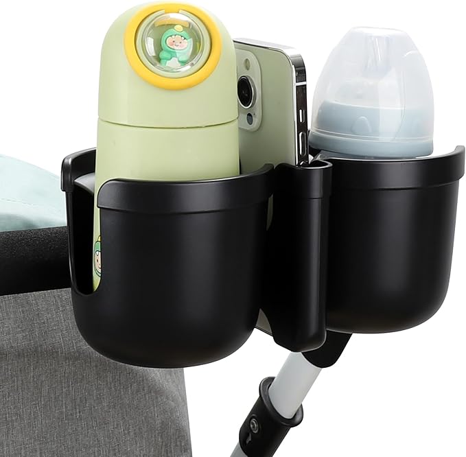 Accmor Stroller Cup Holder with Phone Holder, Bike Cup Holder, Universal Cup Holder for Uppababy Nuna Doona Strollers, 2-in-1 Cup Phone Holder for Stroller, Bike, Wheelchair, Walker, Scooter