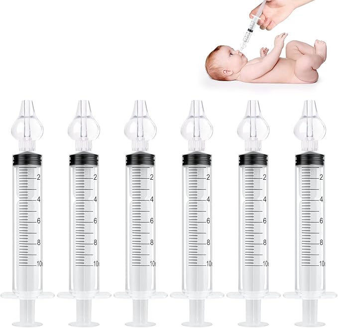 Vicloon Baby Nasal Irrigator, 6PCS Nasal Syringe for Baby, Syringe Nasal Irrigator with Cleanable and Reusable Silicone Nasal Suction Tip forIrrigation, Nasal Spray, Nasal Hygiene（Transparent）