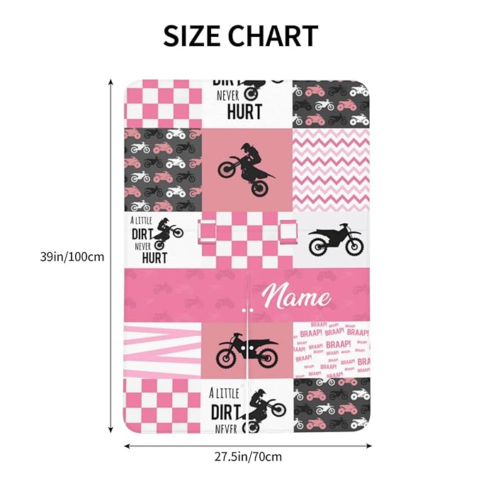 Personalized Dirt Bike Pink Baby Car Seat Canopy for Babies with Name, Custom Motocross Car Seat Covers for Girls, Opening Minky Nursing Breastfeeding Cover Infant Carseat Canopies for Newborn