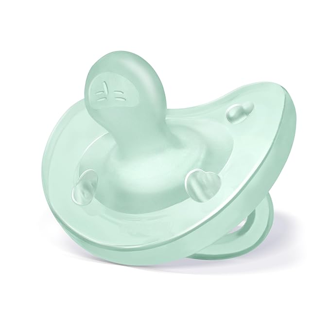 Chicco PhysioForma Silicone Orthodontic Pacifier, 0-6m | 100% Soft Silicone | Supports Breathing & Oral Development | Satin-Textured Nipple | Includes Sterilizing Case | BPA Free | Blue/Green, 2pk