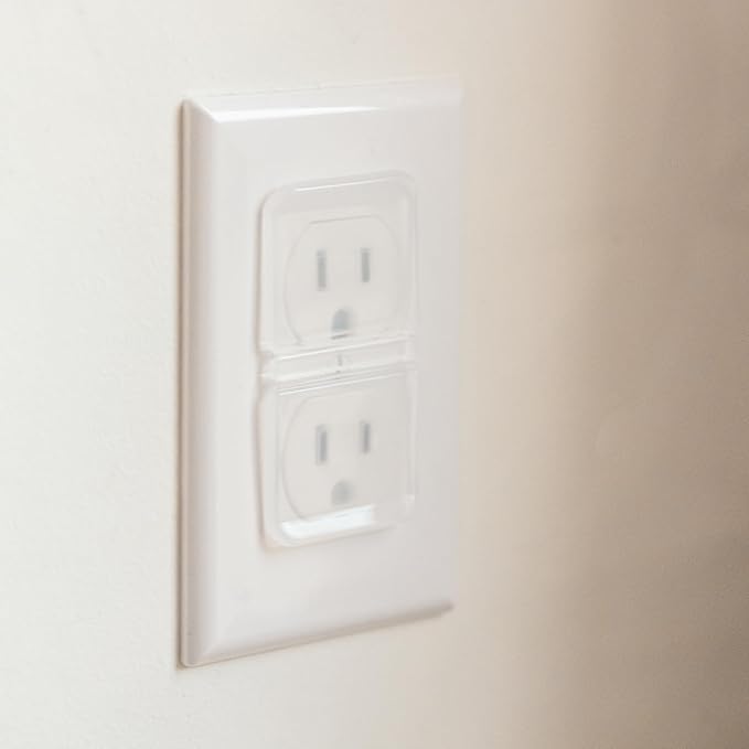 Clear Double Outlet Covers Baby Proofing (10 Pack, 20 Sockets) | Baby Proof Plug Covers for Electrical Outlets | Safe & Secure Baby Safety Products | Childproof Socket Covers Protect Toddlers & Babies