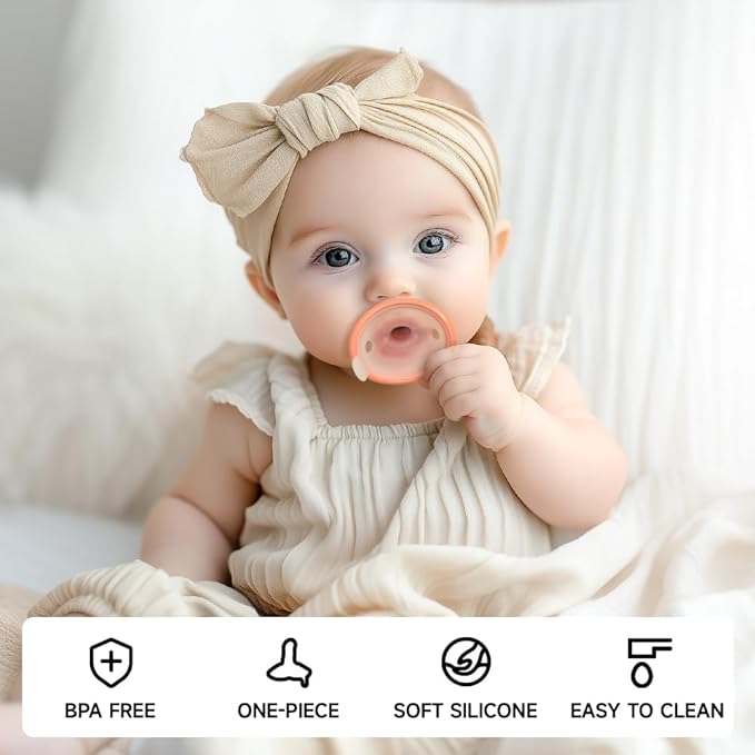 Baby Pacifiers 0-6 Months One-Piece Pacifiers 0-3 Months BPA-Free Lightweight Soft Silicone Newborn Pacifier for Breastfed Babies