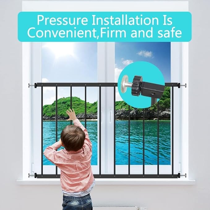 WAOWAO Black Window Safety Guards for Children Kids Toddler Pets Proof Extra Wide Tension Security Window Guard Gate for Home Fit 36.22"-61.41"(2 Piece，Black)