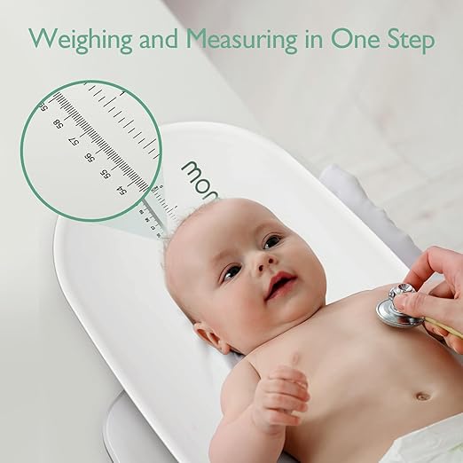 Momcozy Baby Scale, Multi-Function Scale for Body Weight and Height Measurement, Weighted Feeds, with Curved Removable Tray, for Newborns, Adult Scale & Pet Scale, 5 Units, Auto-Off,Digital LED Screen