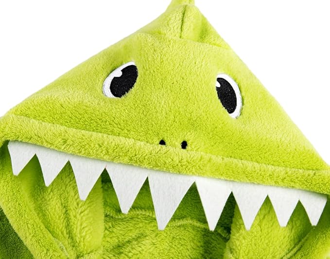 Kids Boys Girls Shark Soft Hooded Bathrobe Toddler Robe with Animal Hood
