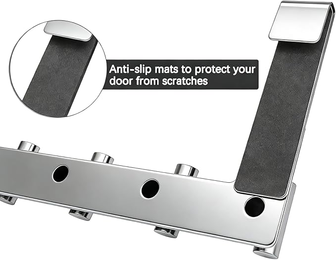 PMMASTO Shower Door Hooks, (7.5 Inch) Extended Towel Hook for Bathroom Frameless Glass Shower Doors, Stainless Steel Heavy Duty Holder for Hanging Robe,Towel (Silver 5 T-Hooks-Fits 3/8" Thick Door)