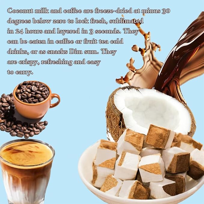 Freeze dried coffee coconut milk chunks (150g/5.29), coffee coconut milk crisps, Crispy freeze-dried snacks