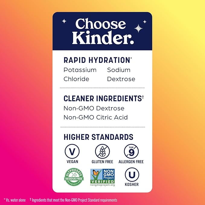 KinderLyte Electrolyte Solution for Kids and Adults - Hydration Drink, Tropical Punch, (33.8 fl oz, 6 Pack), No Artificial Sweeteners or Flavors, No Synthetic Dyes, Vegan, Non-GMO, Gluten-Free