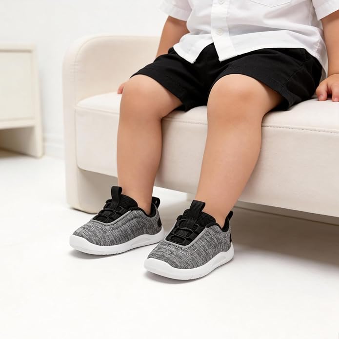 MORENDL Toddler Slip On Sneakers Baby Walking Shoes Non-Slip Breathable Unisex Pink Mesh Lace-Up Athletic Sneakers Infant Running Shoes