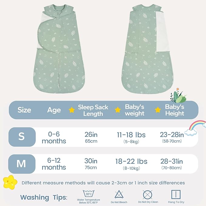 ZIGJOY Baby Swaddle Sleep Sack, 1.0 TOG Sleep Sack Swaddles for Newborns & infant 0-6 Months 100% Cotton Baby Wearable Blanket for Newborn Registry Essentials