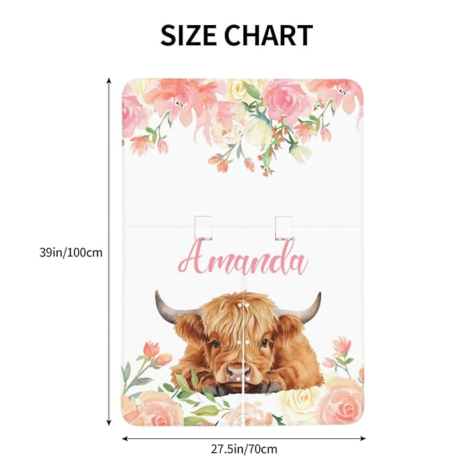 Personalized Baby Car Seat Canopy for Babies with Name, Custom High Land Cow Stroller Car Seat Covers for Girls, Minky Nursing Carseat Cover for Breastfeeding, Car Seat Canopies for Newborn