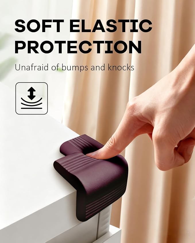 Baby Proofing Corner Guards 16 Pack Brown, Extra Thick Foam Edge Protectors for Table and Furniture, Pre-Taped Adhesive Bumpers, Heavy-Duty Safety for Kids and Toddlers