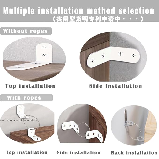 Furniture Anchors Small Aesthetic Earthquake Straps for Furniture Dresser Wall Anti-Tip Furniture Safety Anchor to Childproof and Babyproof Your Home Holds Up to 500 Pound (White, 1.6 in)