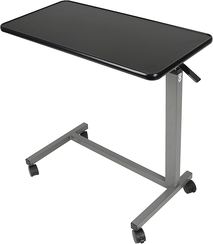 Vaunn Medical Adjustable Overbed Bedside Table with Wheels (Hospital and Home Use)