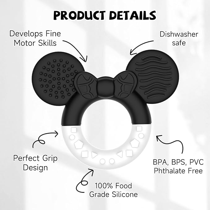 Baby Teething Toys，Teether for Babies 3＋Months，BPA Free Soft and Silicone Teething Relief Soothing Sore Gums Baby Chew Toys