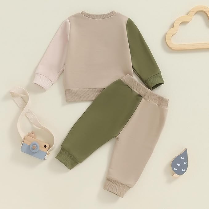 fhutpw Toddler Baby Boy Clothes Funny Letter Long Sleeve Sweatshirt Pullover Top Jogger Pants Fall Winter Outfits