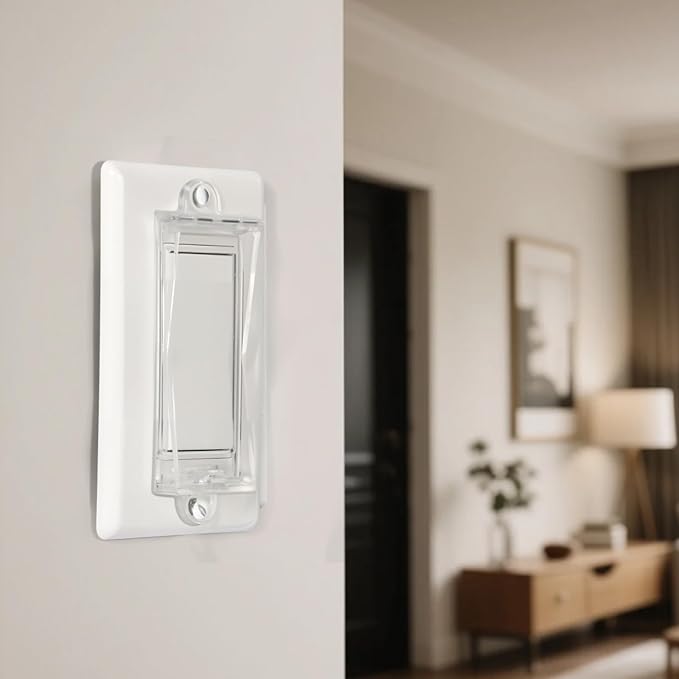 6 Light Switch Guard Cover, Baby Proof Wall Switch Cover Guard for Rocker Light Switch Protects Your Lights or Circuits from Being Accidentally Turned On or Off (Clear)
