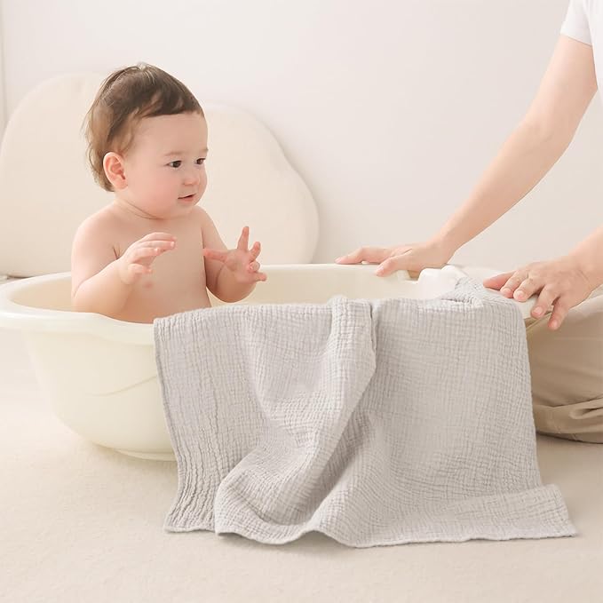 Susurration Muslin Burp Cloths 24x24 Inches Ultra Soft 100% Cotton, 4 or 7 Pack Baby Washcloths for Newborn, Absorbent Burp Rags & Swaddle Blankets