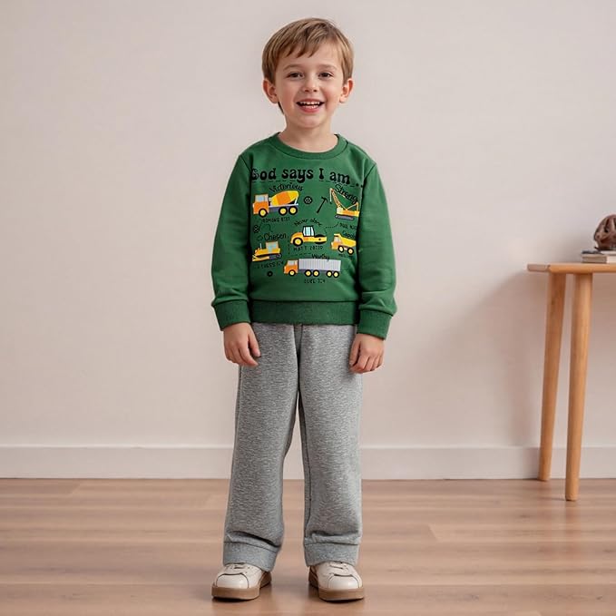 Baby Boy Fall Clothes Set Long Sleeve Truck Tractor Print Sweatshirt Pants Toddler Infant Outfits 6 12 18 24 Months 2T