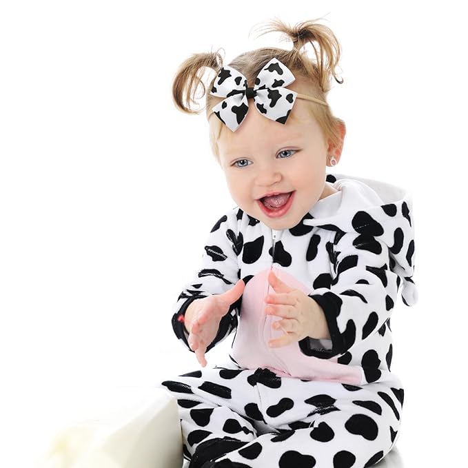 Fancheer Baby Girls Cow Print Cowgirl Bow Headband Infant Toddler Birthday Party Hair Accessories