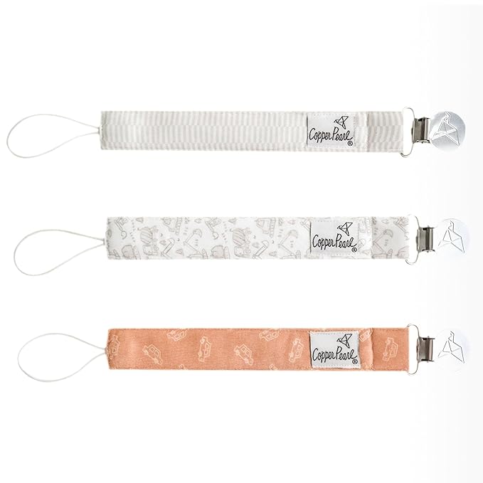 Binky Clip 3 Pack Set "Gage" by Copper Pearl