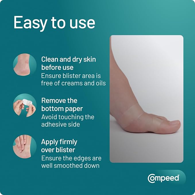 Compeed On Toes Blister Plasters, 8 Hydrocolloid Plasters, Foot Treatment, Heal Fast, Dimensions: 1.7 cm x 5.1 cm