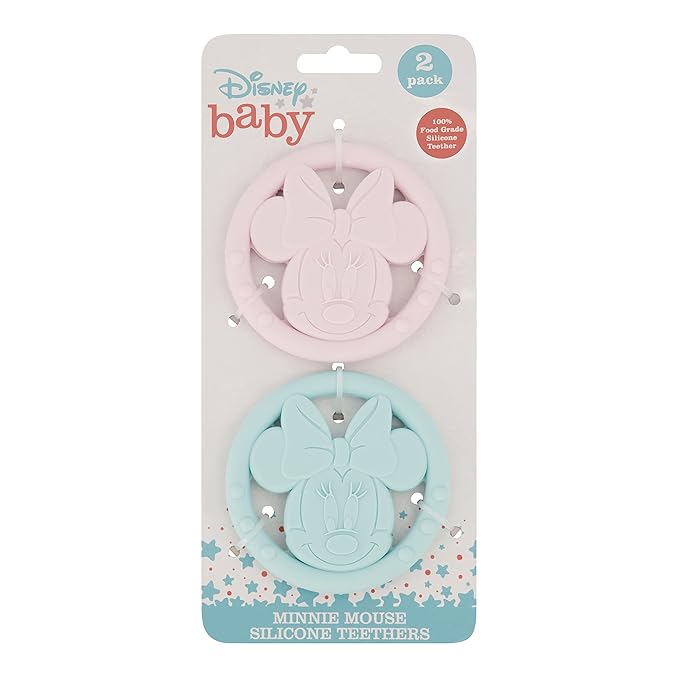 Cudlie Disney Silicone Teether Toy Set for Infants, Food Grade and BPA Free Teethers for Babies 6-12 Months, 2-Pack Teether Toys for Newborns