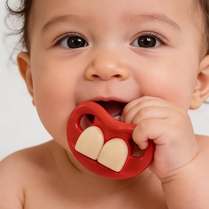 YAPROMO Funny Pacifiers for Babies,Mustache Pacifier 0-6-18 Months,Halloween Pacifiers for Toddlers, Funny Teeth Pacifier for Boys and Girls